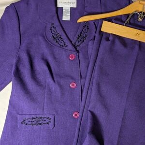 Sag Harbor Purple Blazer with Black Accents and Pink Buttons